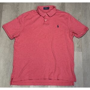 Polo Ralph Lauren Polo Shirt Men's Size Large Pink Pony Logo Cotton Short Sleeve